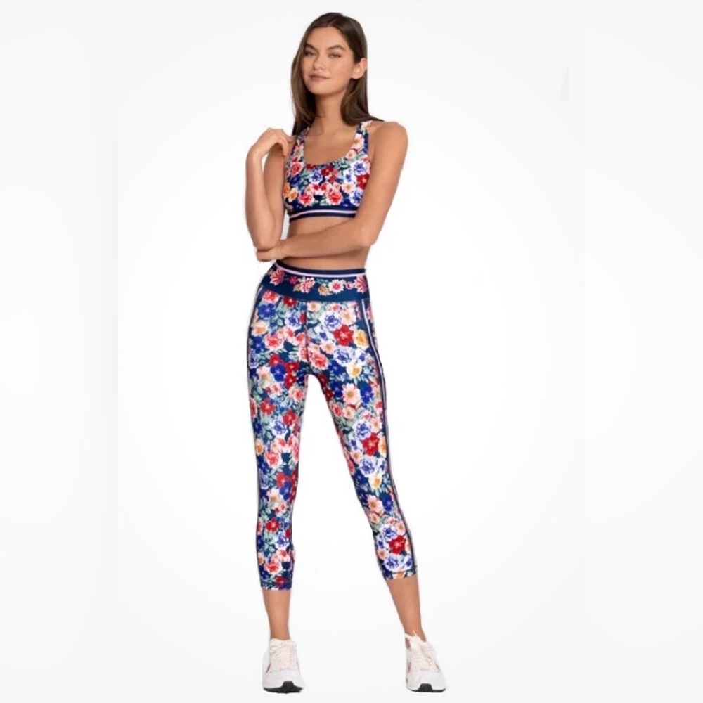 NEW Johnny Was Blue Floral Leggings Otti Bee Active Legging Medium - Picture 2 of 3